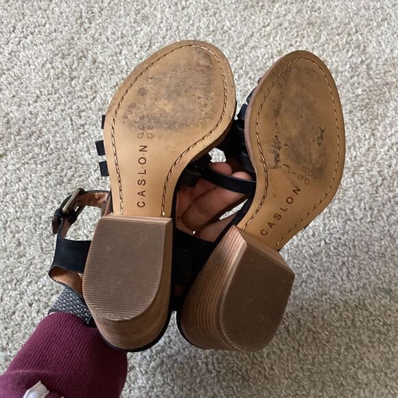 Caslon Camryn Stacked Block Heel Black Sandal‎ womens 4.5 - Picture 5 of 5